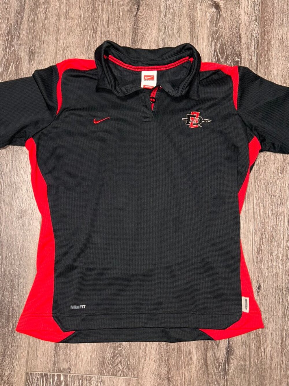 Nike Dri-FIT San Diego State Aztecs Black Red SS Women Polo Shirt Size M